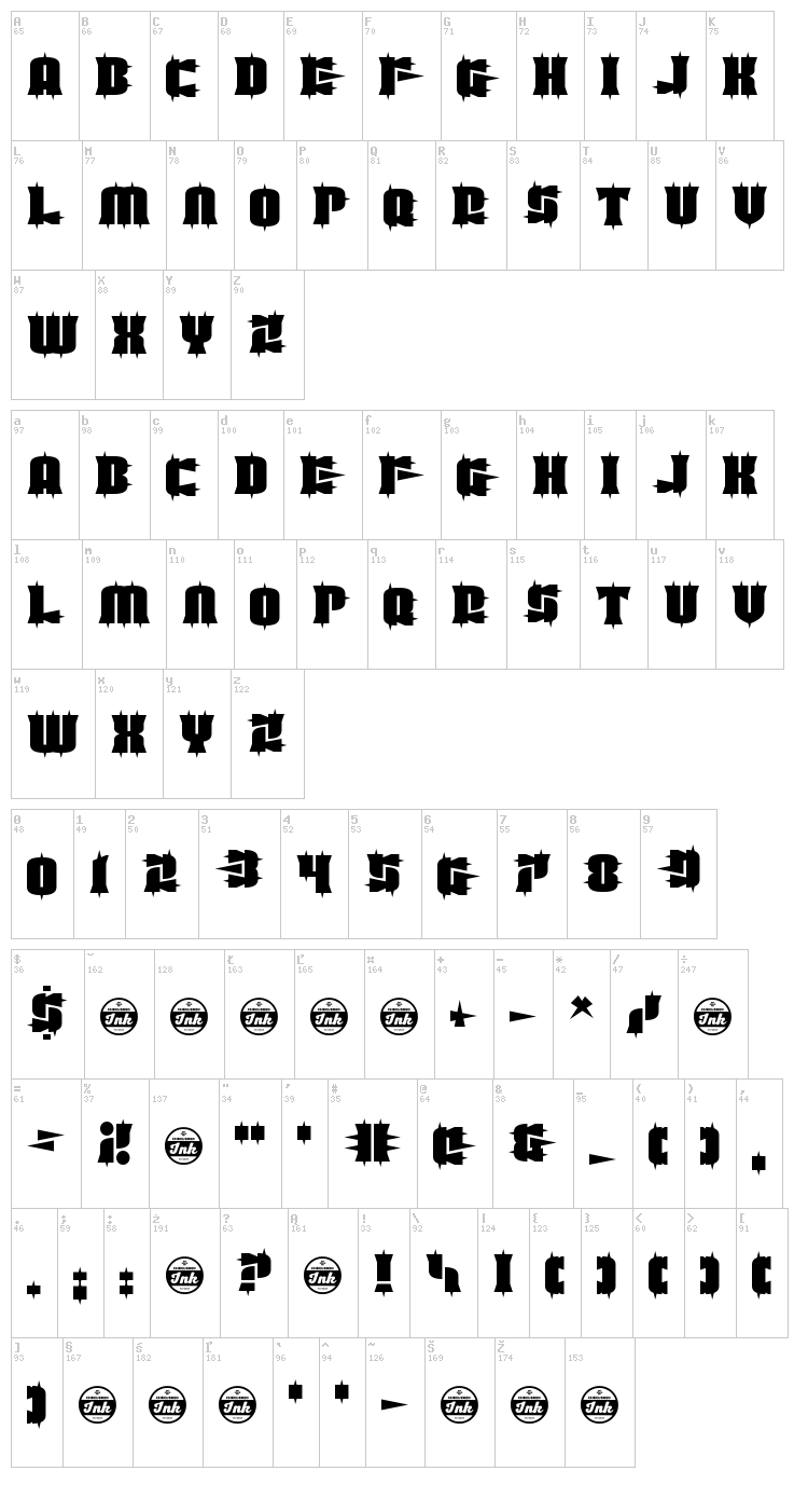 Guest Circus Paradiso font map